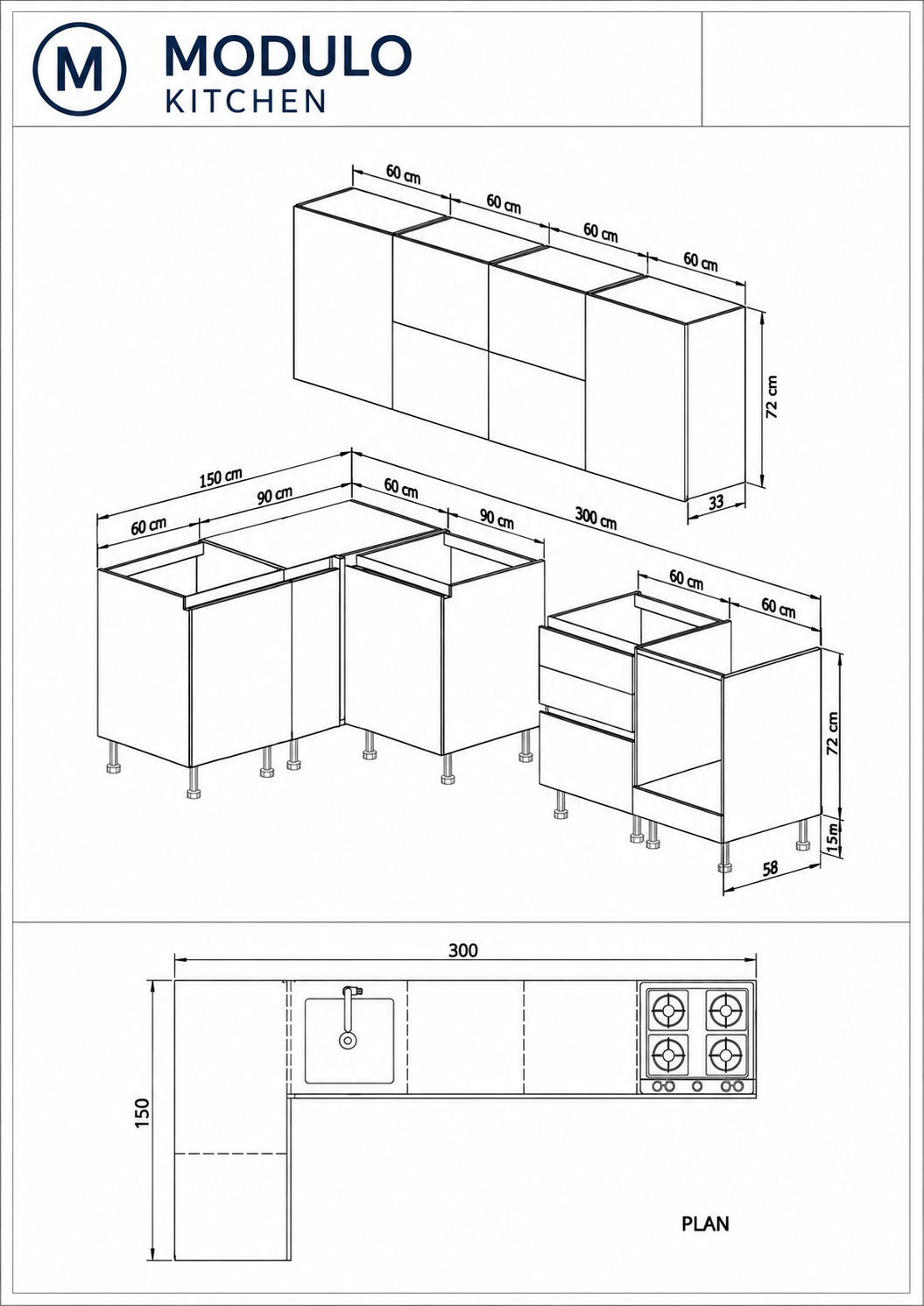 300 см x 150 см – ADA010 – Готов кухненски шкаф - Image 7
