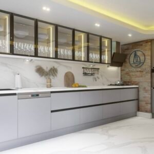 MODULO KITCHEN 040 – Готов кухненски комплект с кафяв ъглов модул 450x290 см